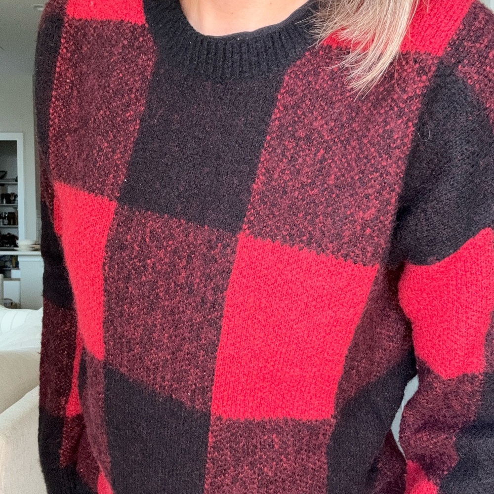 Lucky Brand Black&Red Long Sleeve Sweater Size Large - Picture 2 of 6